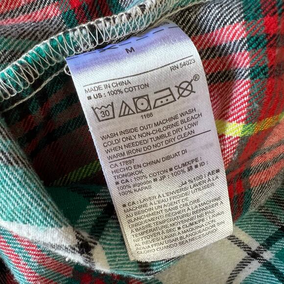Old Navy Womens Plaid Flannel Button Down Pajama Shirt Nightgown Medium - Picture 8 of 9